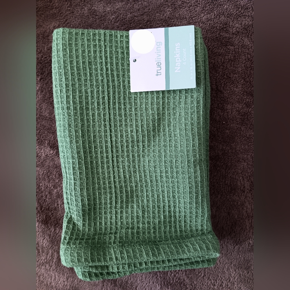 True Living 4pc Textured Green Napkins